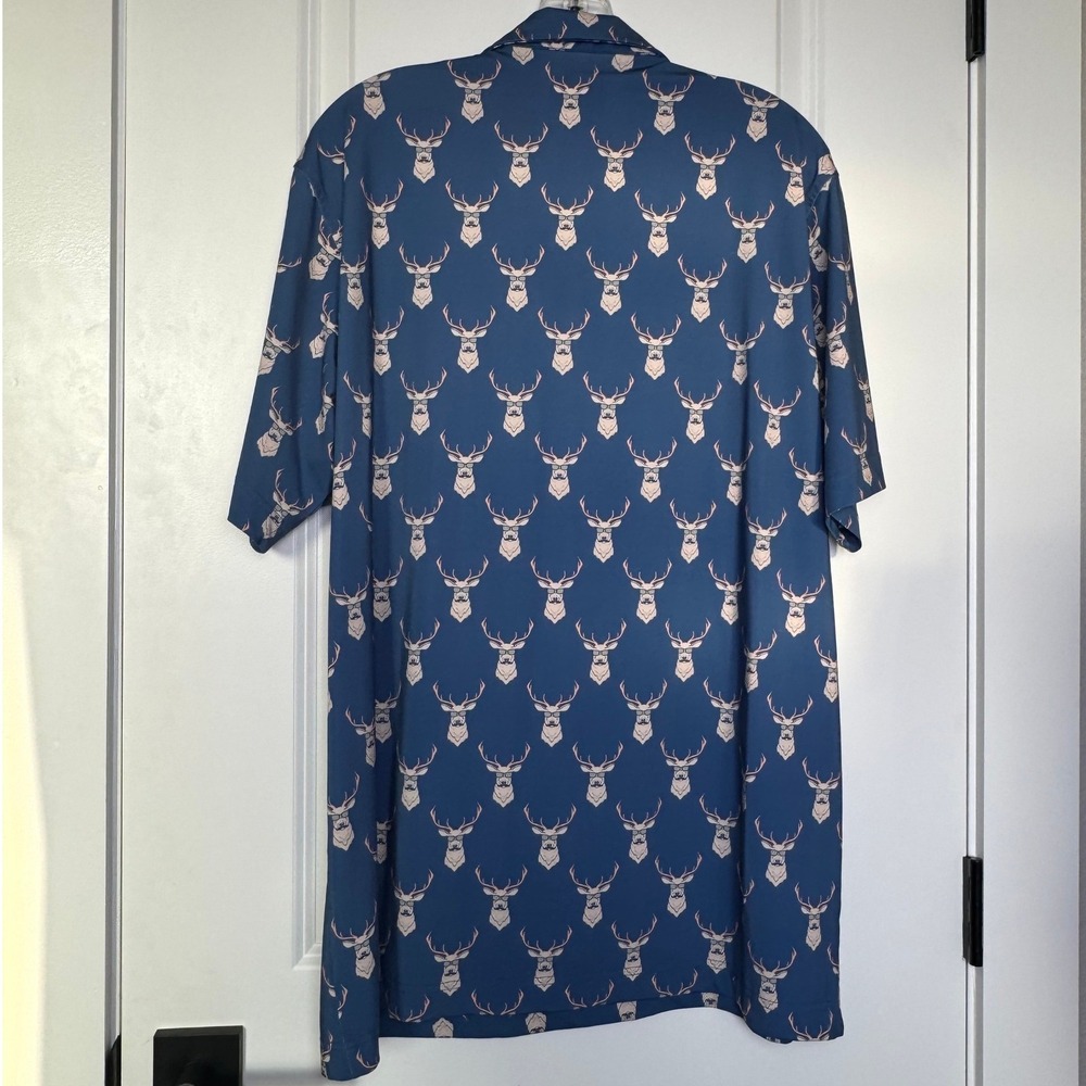 Waggle Mens Kentucky Buck Polo Shirt Blue Deer Head Graphic Golf XL KENTMPOLO - Picture 3 of 7